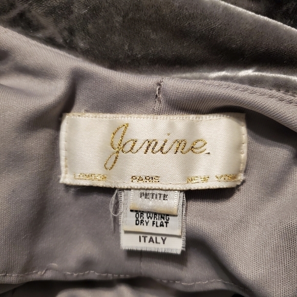 Janine Silver Gray Velvet Open Back Midi Dress - Picture 4 of 5